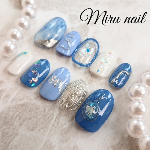 くすみブルーニュアンスネイル ネイルチップ（つけ爪） Miru nail 通販