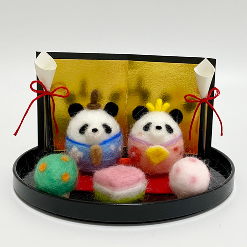 お雛様 卵型パンダ ひな祭り 羊毛フェルト 羊毛フェルト koyuki 通販