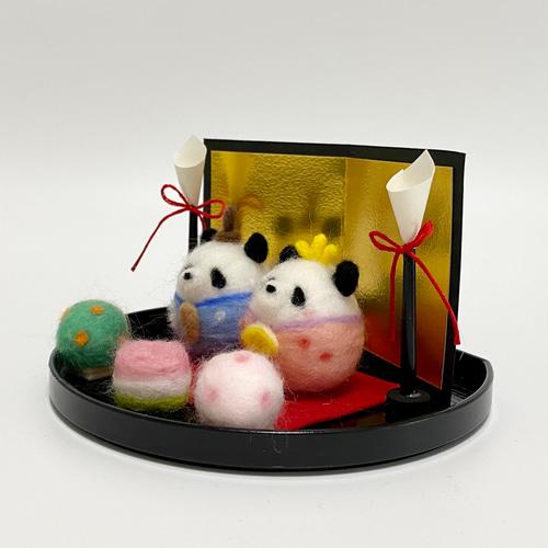 お雛様 卵型パンダ ひな祭り 羊毛フェルト 羊毛フェルト koyuki 通販