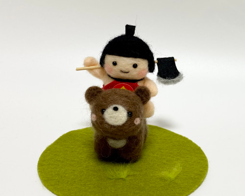 人気ブランドを 羊毛フェルト 金太郎ミケ猫さんとクマさん。 （【受注制作】端午 羊毛フェルト