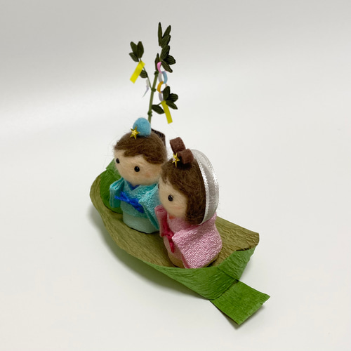 七夕 笹舟 織姫彦星 羊毛フェルト 羊毛フェルト koyuki 通販 12050416