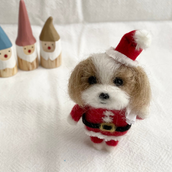 安価 ワタナベ 羊毛フェルト サンタシーズーちゃんのクリスマスリース （12/8 フェルト