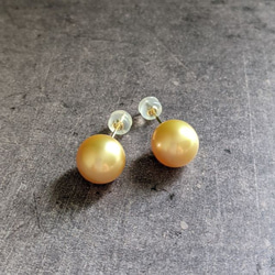 大粒 白蝶真珠 ピアス 白蝶パール ピアス 南洋パール 南洋白蝶真珠パールピアス 14mm マルチカラー K18製 : 真珠