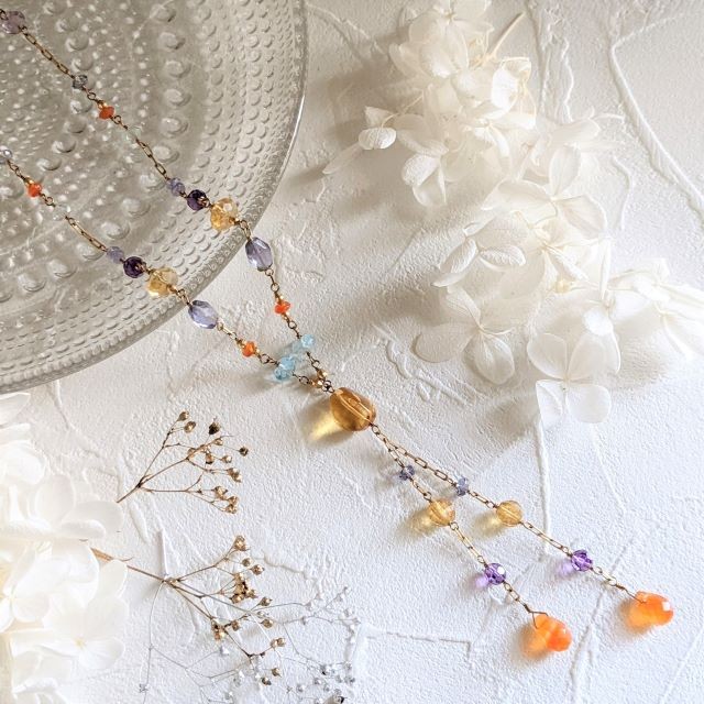 Y字 シトリンネックレス / K18