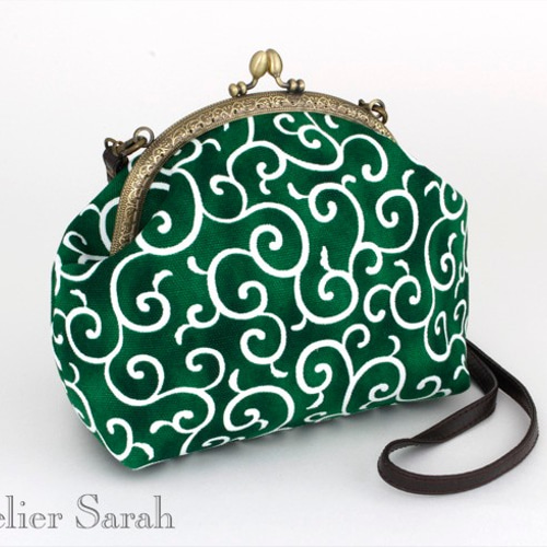 新品　tottua　がま口 2WAY ショルダーバッグ　タンバリン柄　刺繍　緑 アンアナザーアンジェラス an another angelus フレームローズ刺繍
