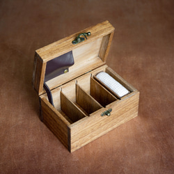[受注制作] ソーイングボックス 木製 裁縫箱 アンティーク風 木箱 (ブラウン) 6枚目の画像