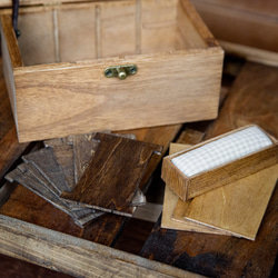 [受注制作] ソーイングボックス 木製 裁縫箱 アンティーク風 木箱 (ブラウン) 8枚目の画像