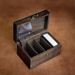 [受注制作] ソーイングボックス 木製 裁縫箱 アンティーク風 木箱 (ダークブラウン) 2枚目の画像