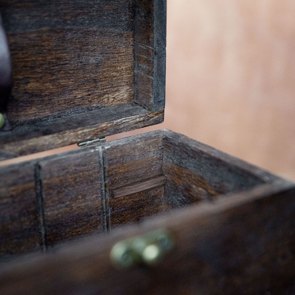 [受注制作] ソーイングボックス 木製 裁縫箱 アンティーク風 木箱 (ダークブラウン) 8枚目の画像