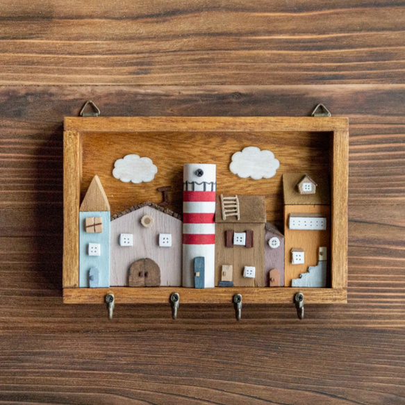 鑰匙掛鉤 / 兒童房微型房子 / 斯堪的納維亞室內裝飾用品 / 牆壁藝術 / 鑰匙掛鉤 / 嬰兒禮物 第1張的照片