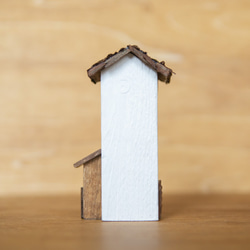 [受注制作]ミニチュア クロック ハウス <ホワイト> 木製 インテリア 北欧雑貨 置物　子供部屋 プレゼント 4枚目の画像