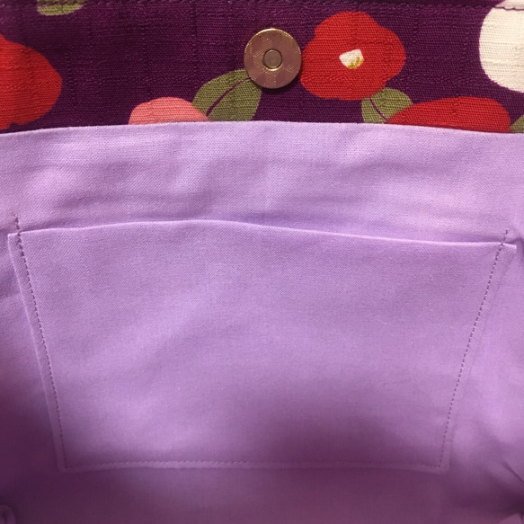 和柄  椿のミニトートバッグ＊紫 3枚目の画像