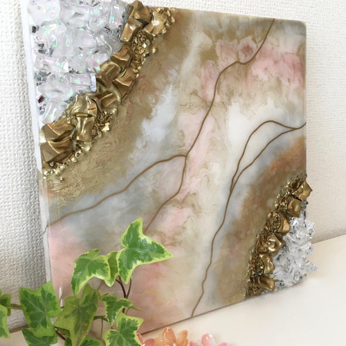 レトロな石板アート(2枚セット) レジン 壁掛けアート クリスタル×大理石風 絵画 Nirvana garden 通販