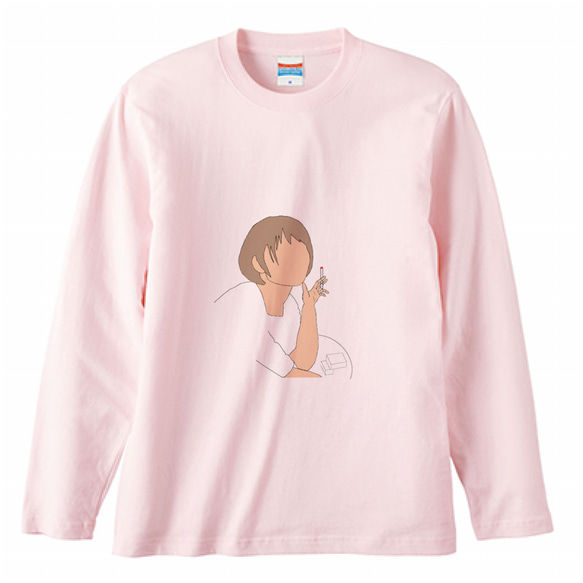 hitori_to_tabako【II】~baby pink ver.~(ロングTシャツ) 3枚目の画像