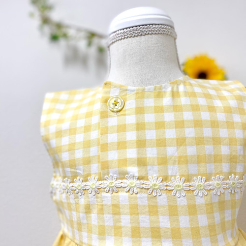 ポシェット付き！菜の花色のノンスリーブワンピース80cm 子供服