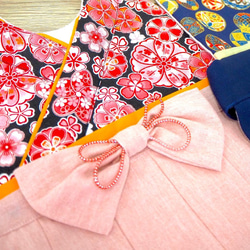 袴風スタイ ピンク花柄 髪飾りなし 4枚目の画像