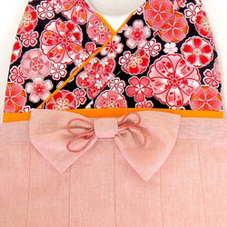 袴風スタイ ピンク花柄 髪飾りなし 6枚目の画像