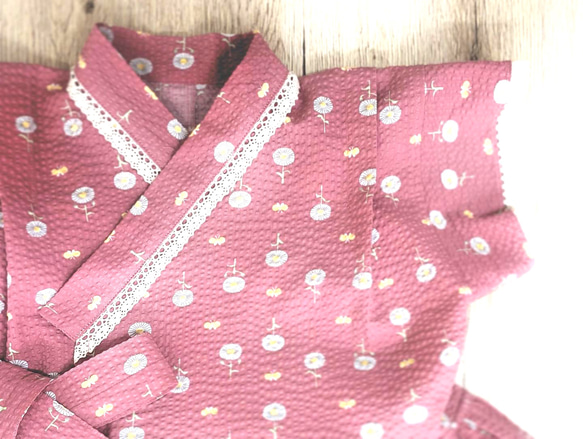 くすみピンクのフリル甚平 5枚目の画像