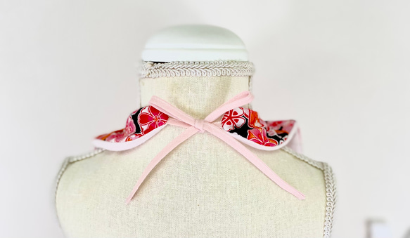 袴風スタイピンク花柄 紐タイプ 1枚目の画像