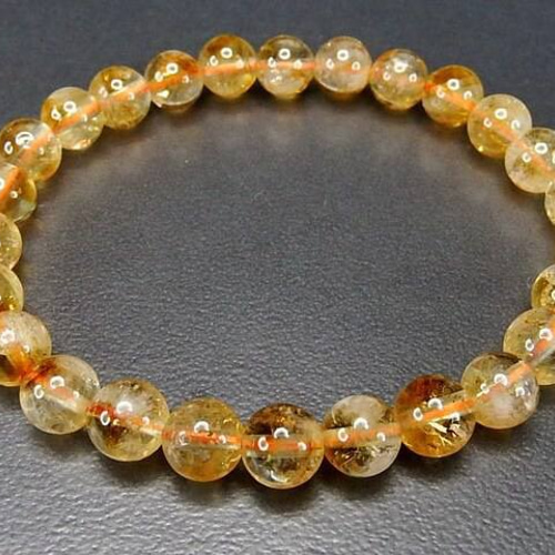 AAAファントムシトリン7ミリ弱天然石ブレスレット 商売繁栄石街
