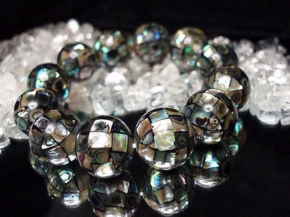 『希少』天然超大3Aアバロンシェル約18ミリ玉12粒数珠『逸品』石街 2枚目の画像