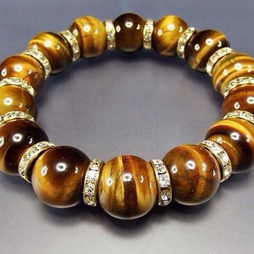 超大迫力天然石3Aゴールドタイガーアイ約16ミリロンデル豪華数珠ブレス