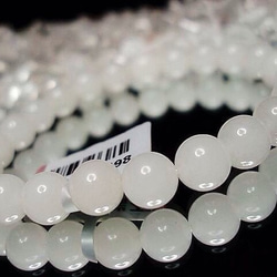 天然石3Ａ漢白玉（ホワイトジェード）約10ミリ19粒数珠ブレス石街 2枚目の画像