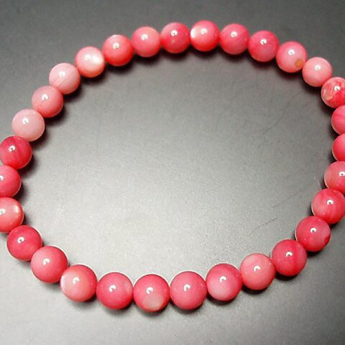 天然石3A可愛いピンクマザーオブパール約6ミリシラー効果数珠