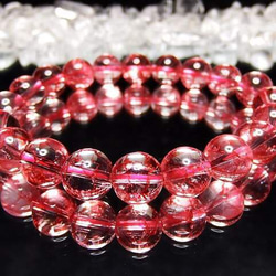 天然石AAAレッドクラック水晶約10ミリ弱数珠ブレスレット石街