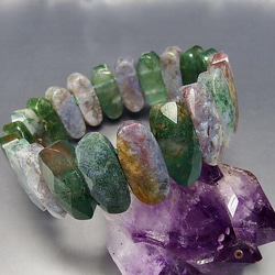 癒し綺麗天然石4Aモスアゲート多面カットバングル希少仕様数珠