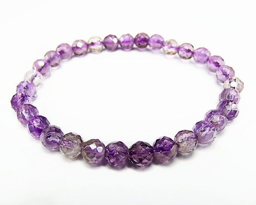 2月誕生石】3A高透明度アメジスト多面カット約6ミリブレス石街