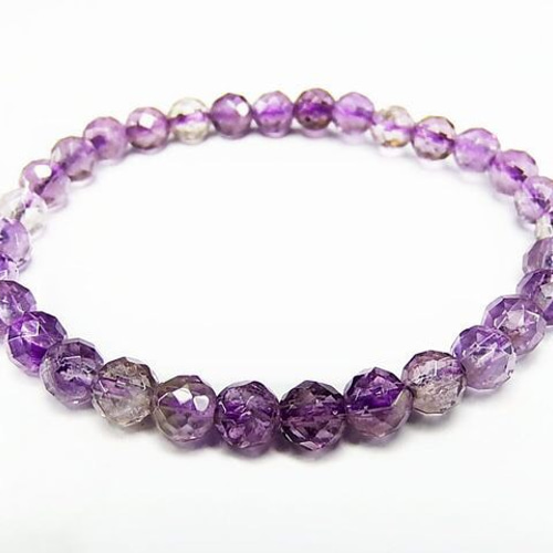 2月誕生石】3A高透明度アメジスト多面カット約6ミリブレス石街