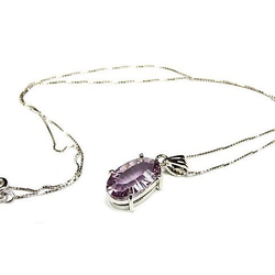 天然石宝石レベルライト紫アメジストダイヤモンドカット シルバー925 ネックレス石街 2枚目の画像