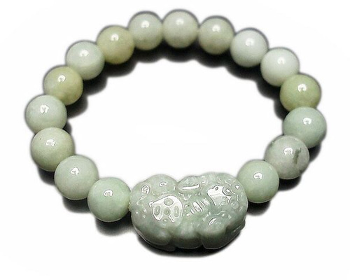 天然石本翡翠ジェダイトヒキュウ貔貅彫りブレスレット石街