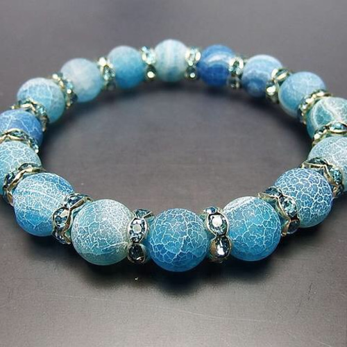 天然石3Aブルーフロストドラゴンアゲート10ミリロンデル数珠石街