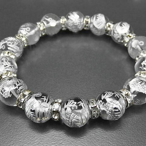 運気金運上昇！新品水晶金手彫風水龍、鳳凰ブレスレット約10～19ミリ