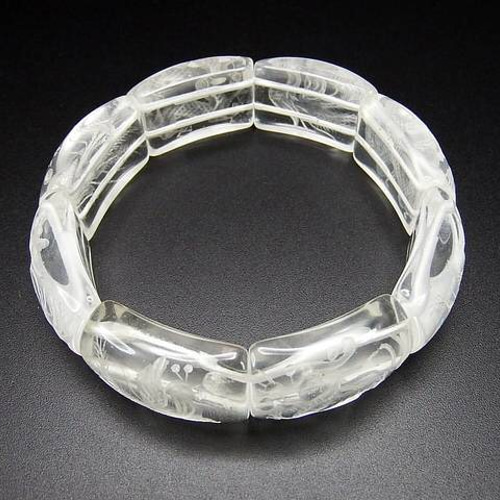 開運水晶バングルブレスレット龍鳳呈祥手彫りレア仕様天然石石街