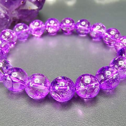 AAA紫クラック水晶10mm数珠ブレスレット浄化 3枚目の画像