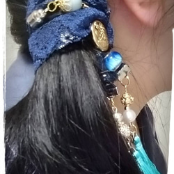 ロングリボンのヘアアクセサリー<紫陽花> 5枚目の画像