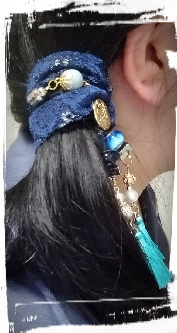 ロングリボンのヘアアクセサリー<紫陽花> 5枚目の画像