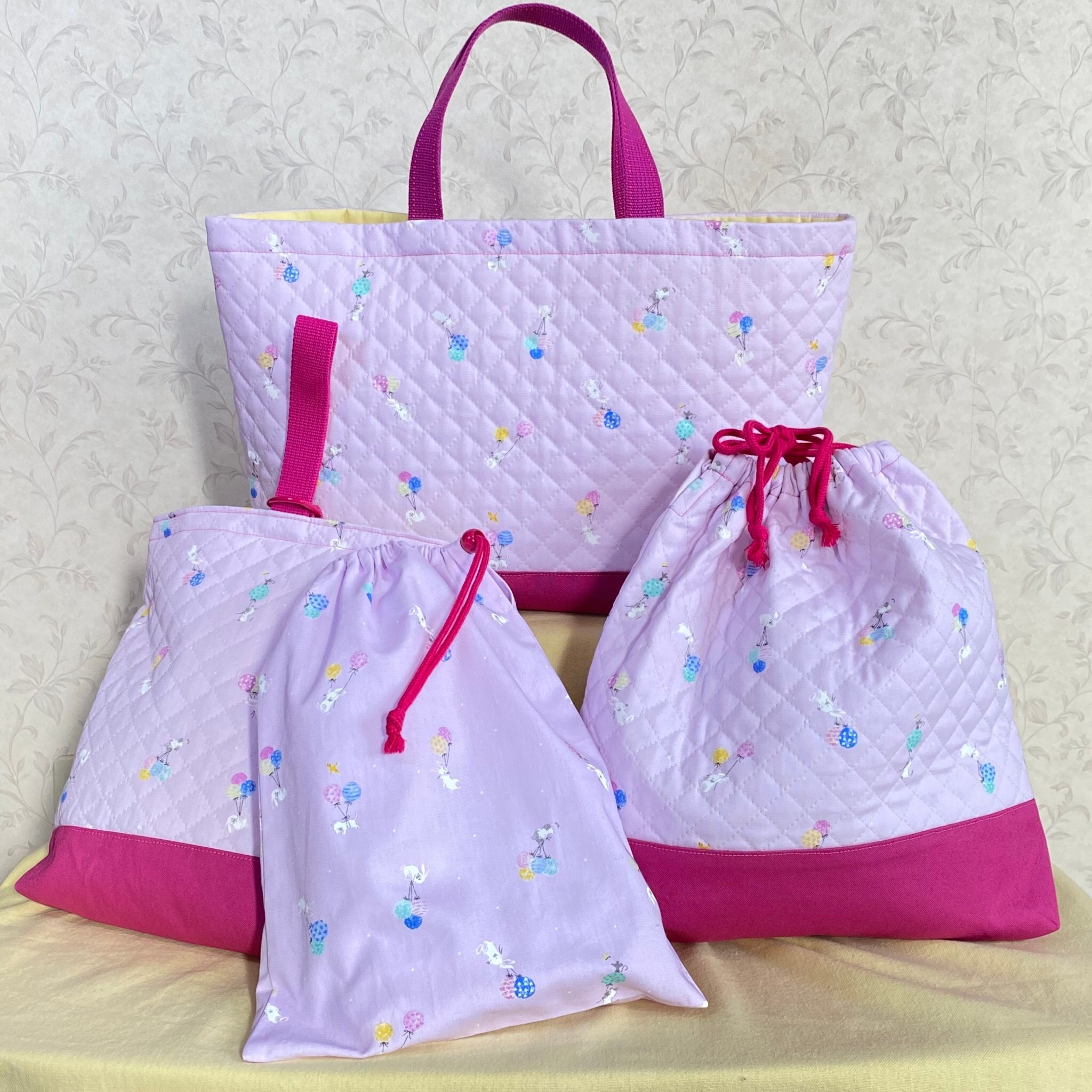 ＊送料無料＊通園・通学バック4点セット(風船と子うさぎ)