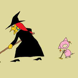 Bruxa e Porquinho ( 魔女と子ブタ ) A witch and piglet 1枚目の画像