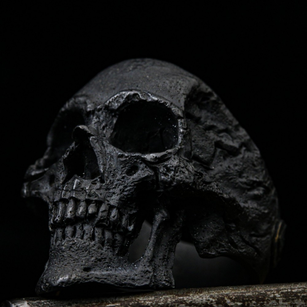 スカルリング925、シルバースカルリング、ヴィンテージシルバーリング、男性用パンクリング、メンズスカルリング、デスリング