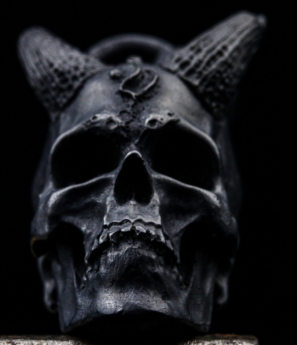 スカルペンダント、シルバーヘビースカルペンダントデザイン、ゴススカル、925スターリングシルバースカルペンダント、ヴィン