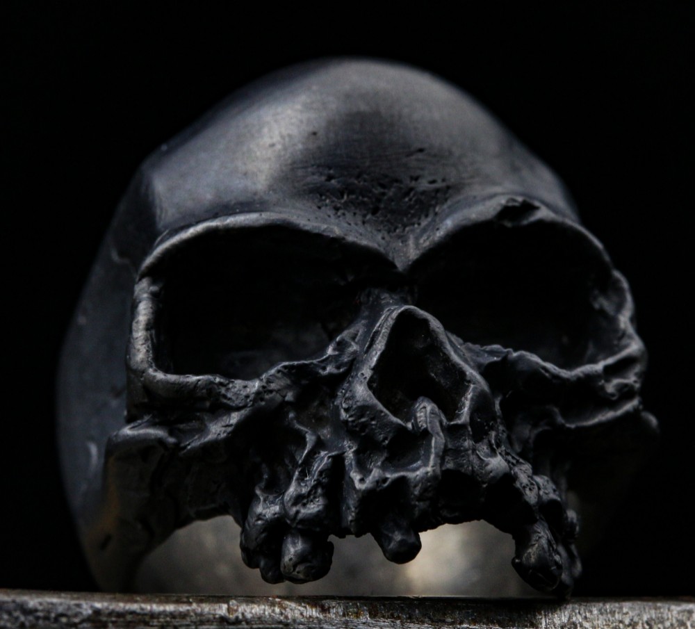 スカルジュエリー、クールなスタイルのスカルリング、腐ったハーフジョーシルバーメンズスカルバイカーフリーメーソンゴシックハ