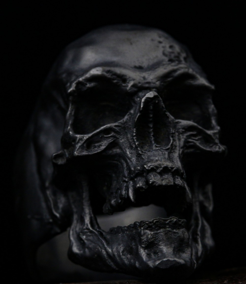 スカルリングヴァンパイアオープンジョースカル、バイカーフリーメーソンロックロールゴシックジュエリー