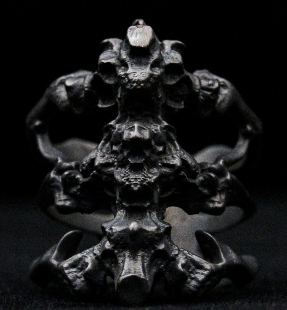 ヴィンテージスカルリング、アナトミカルリブケージリング、スターリングシルバー925、フリーメーソンのオートバイスカルリン