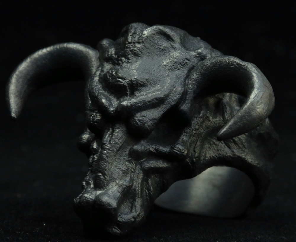 シルバーブルリング、メンズブルリング、3Dブルヘッドリング、酸化メンズリング、トーラスメンズリング、シルバートーラスリン