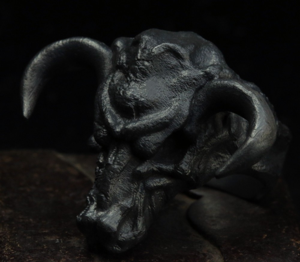 シルバーブルリング、メンズブルリング、3Dブルヘッドリング、酸化メンズリング、トーラスメンズリング、シルバートーラスリン