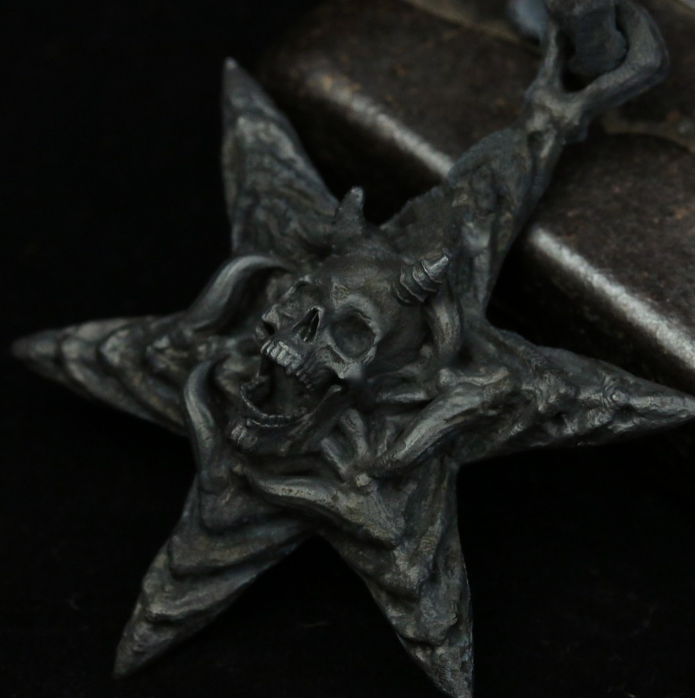 六芒星スカルペンダント、スカルペンダント、925スターリングシルバーペンダント-スカルチャーム丨スカルシルバーネックレス